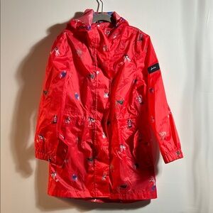Joules Kids Red Raincoat with Fun Pattern